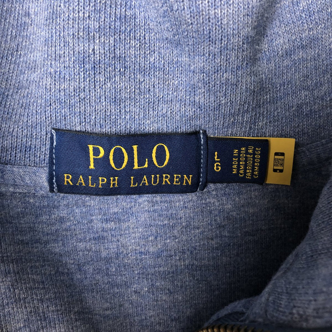 Ralph Lauren POLO RALPH LAUREN Half-zip sweatshirt, sweatshirt, men's size L cotton Blue type light blue Vintage Second Hand