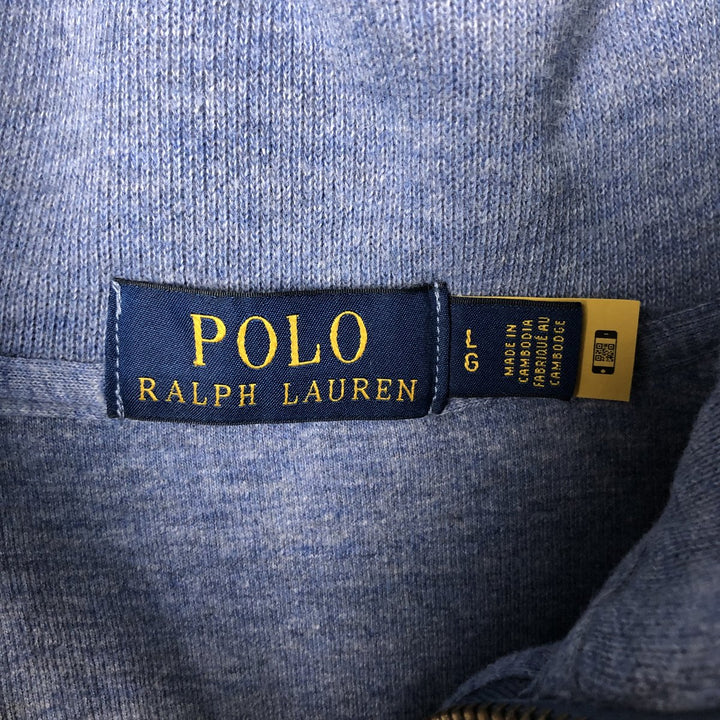 Ralph Lauren POLO RALPH LAUREN Half-zip sweatshirt, sweatshirt, men's size L cotton Blue type light blue Vintage Second Hand