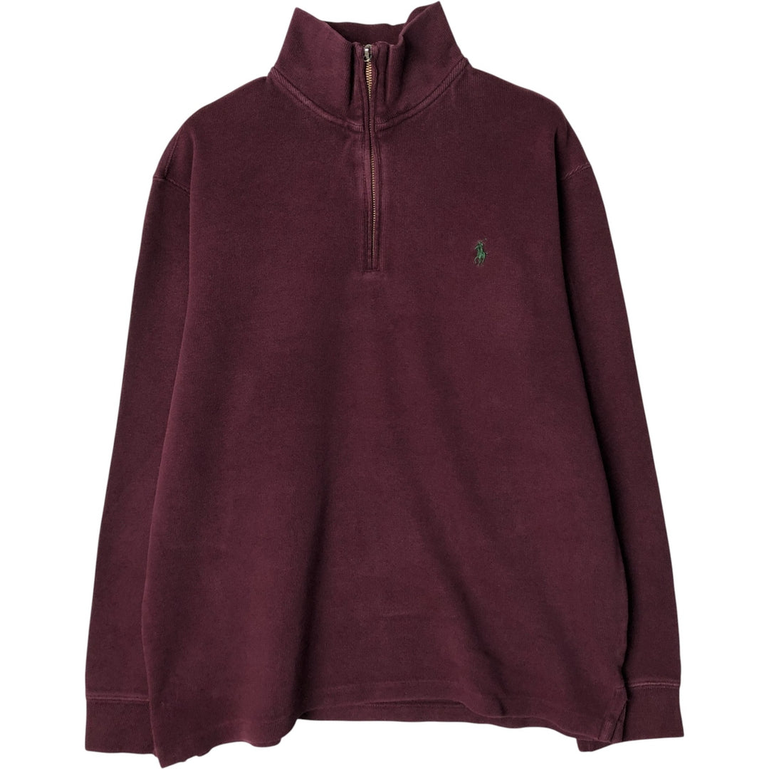 Ralph Lauren POLO by Ralph Lauren Half-Zip Sweatshirt, Men's Size L cotton wine-red Vintage Second Hand