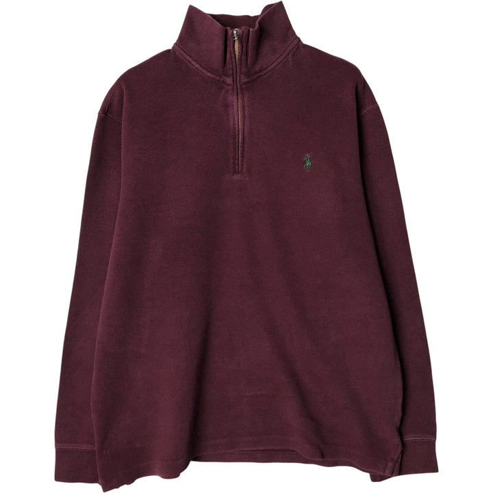 Ralph Lauren POLO by Ralph Lauren Half-Zip Sweatshirt, Men's Size L cotton wine-red Vintage Second Hand