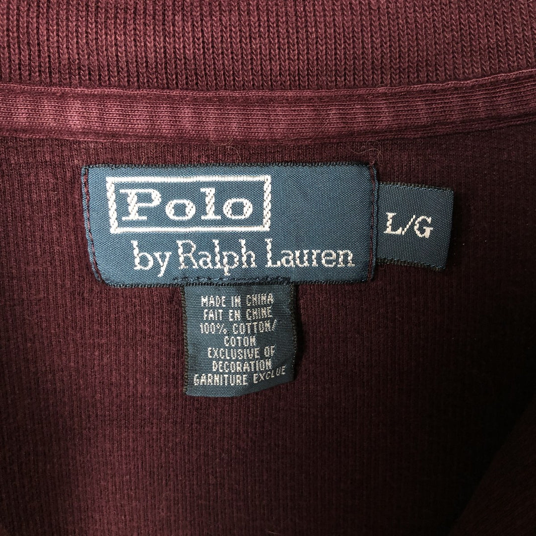 Ralph Lauren POLO by Ralph Lauren Half-Zip Sweatshirt, Men's Size L cotton wine-red Vintage Second Hand