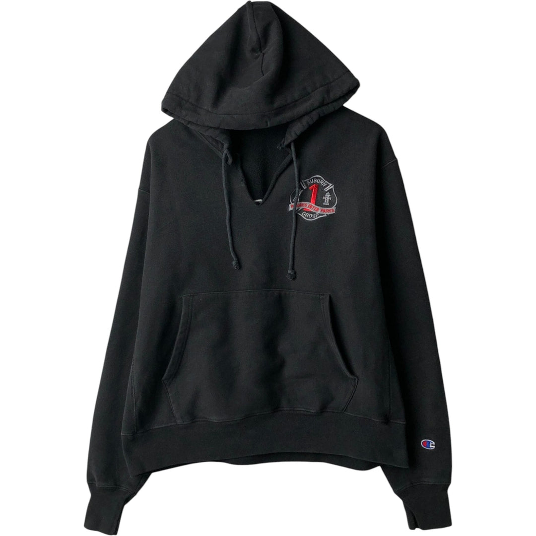 Champion Reverse Weave Replica Single Color Tag Sweat Pullover Hoodie Men's L Size cotton black type Vintage Second Hand
