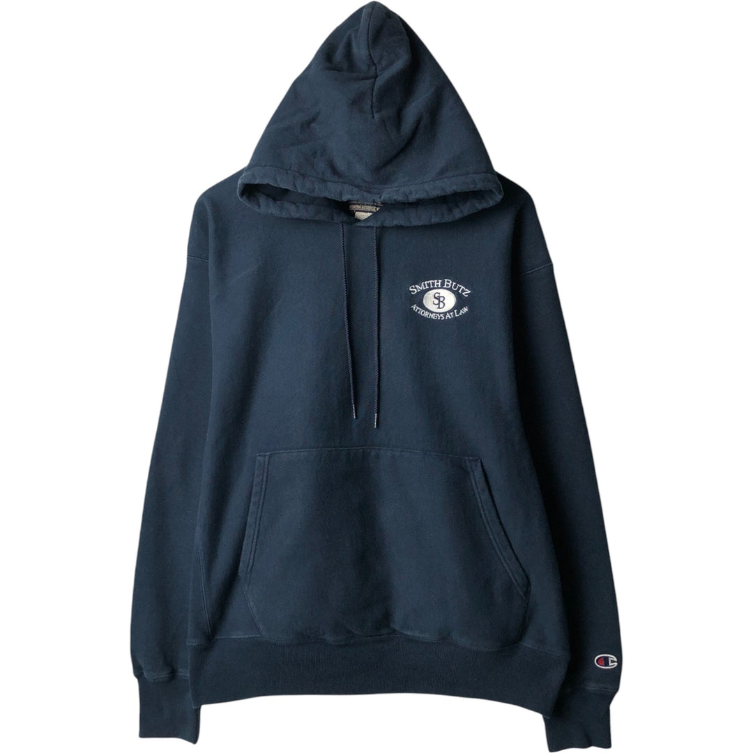 2000'S Champion PREMIUM REVERSE WEAVE Premium Reverse Weave Sweatshirt Pullover Hoodie, Men's Size L cotton navy blue type Vintage Second Hand