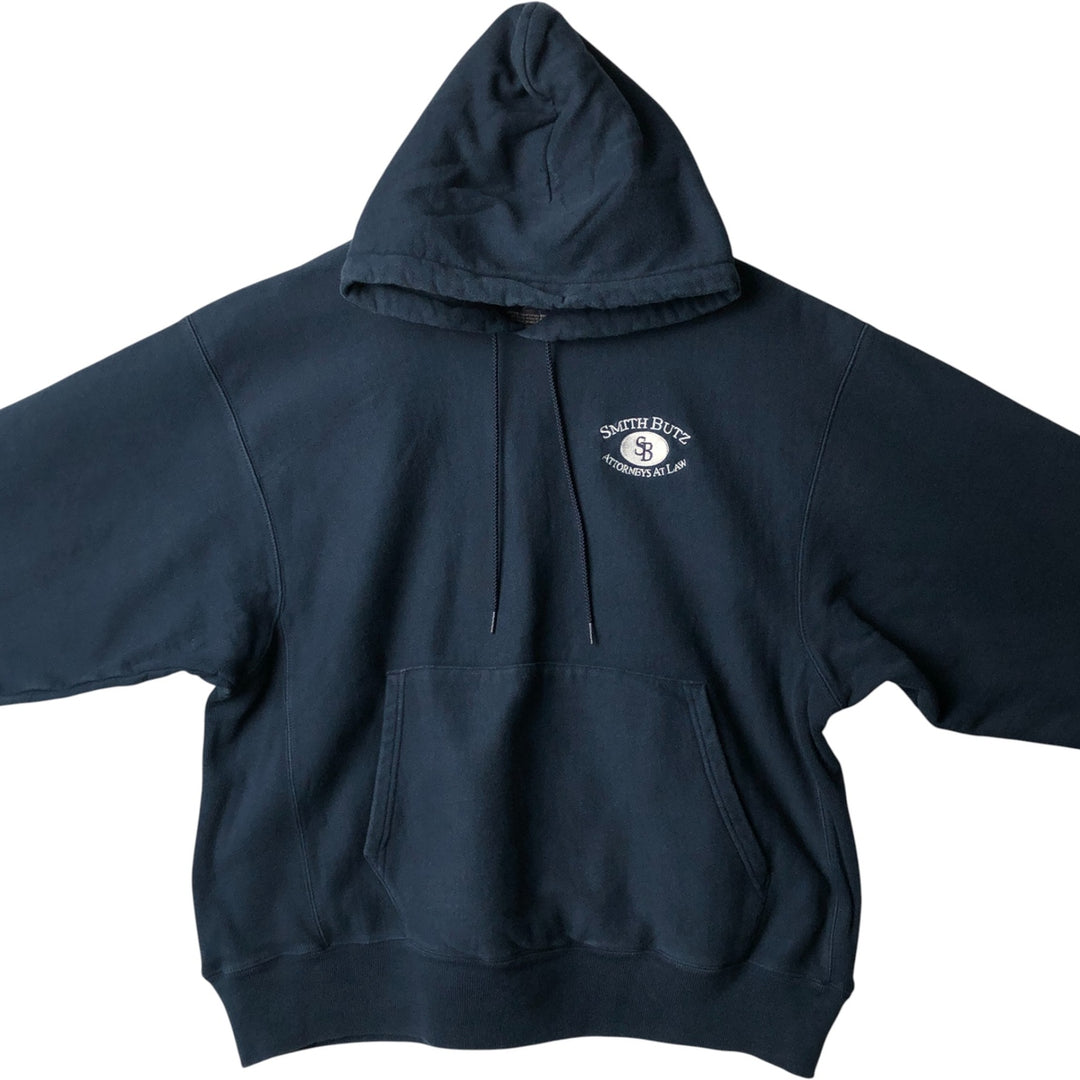2000'S Champion PREMIUM REVERSE WEAVE Premium Reverse Weave Sweatshirt Pullover Hoodie, Men's Size L cotton navy blue type Vintage Second Hand