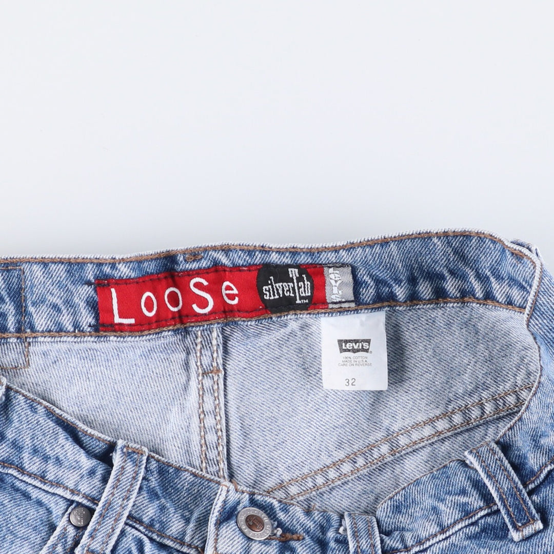 90'S Levi's Silver Tab Loose Denim Shorts, Half Pants, Made in USA, Men's, Size W32, Vintage cotton blue type Vintage Second Hand