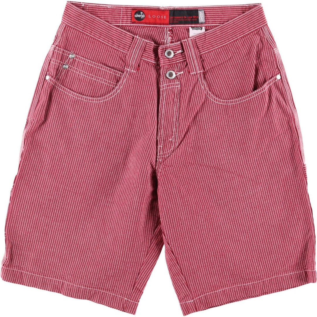 Levi's Silver Tab Loose Stripe Pattern Denim Painter Shorts, Men's Size W31 cotton red type Vintage Second Hand