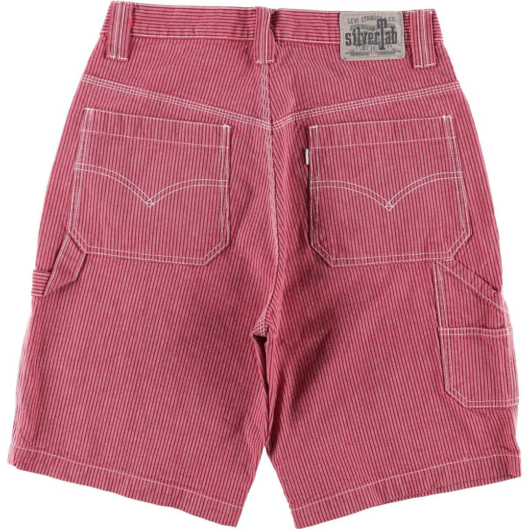 Levi's Silver Tab Loose Stripe Pattern Denim Painter Shorts, Men's Size W31 cotton red type Vintage Second Hand