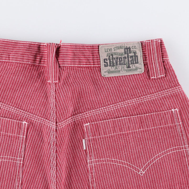 Levi's Silver Tab Loose Stripe Pattern Denim Painter Shorts, Men's Size W31 cotton red type Vintage Second Hand