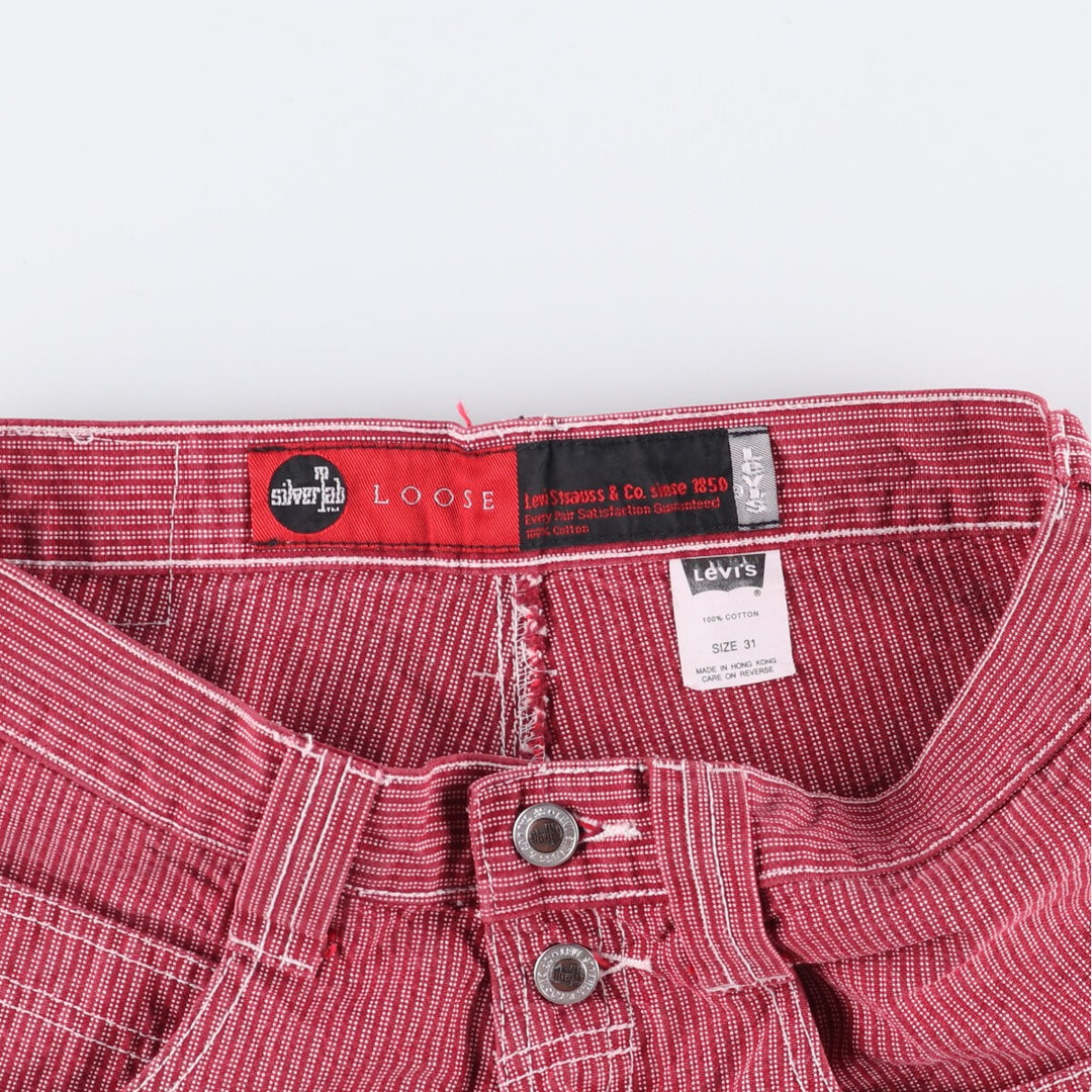 Levi's Silver Tab Loose Stripe Pattern Denim Painter Shorts, Men's Size W31 cotton red type Vintage Second Hand
