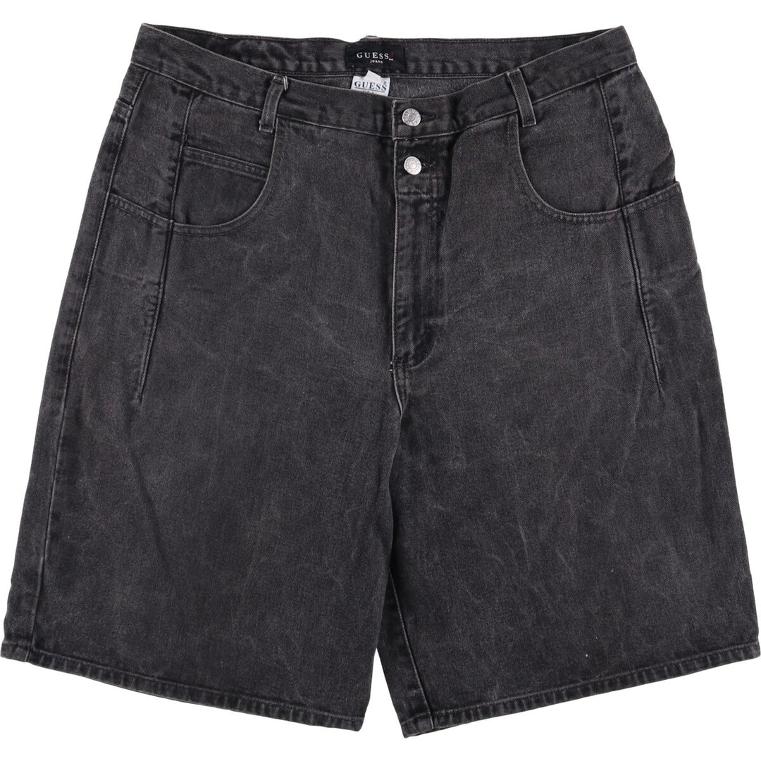 90'S Guess Jeans Black Denim Shorts, Men's, Size W37, Vintage cotton black type Vintage Second Hand