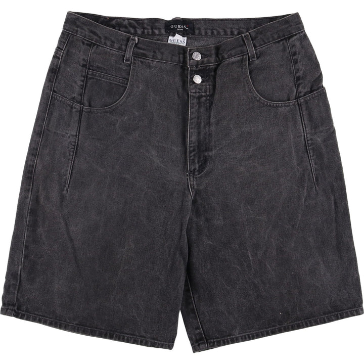 90'S Guess Jeans Black Denim Shorts, Men's, Size W37, Vintage cotton black type Vintage Second Hand