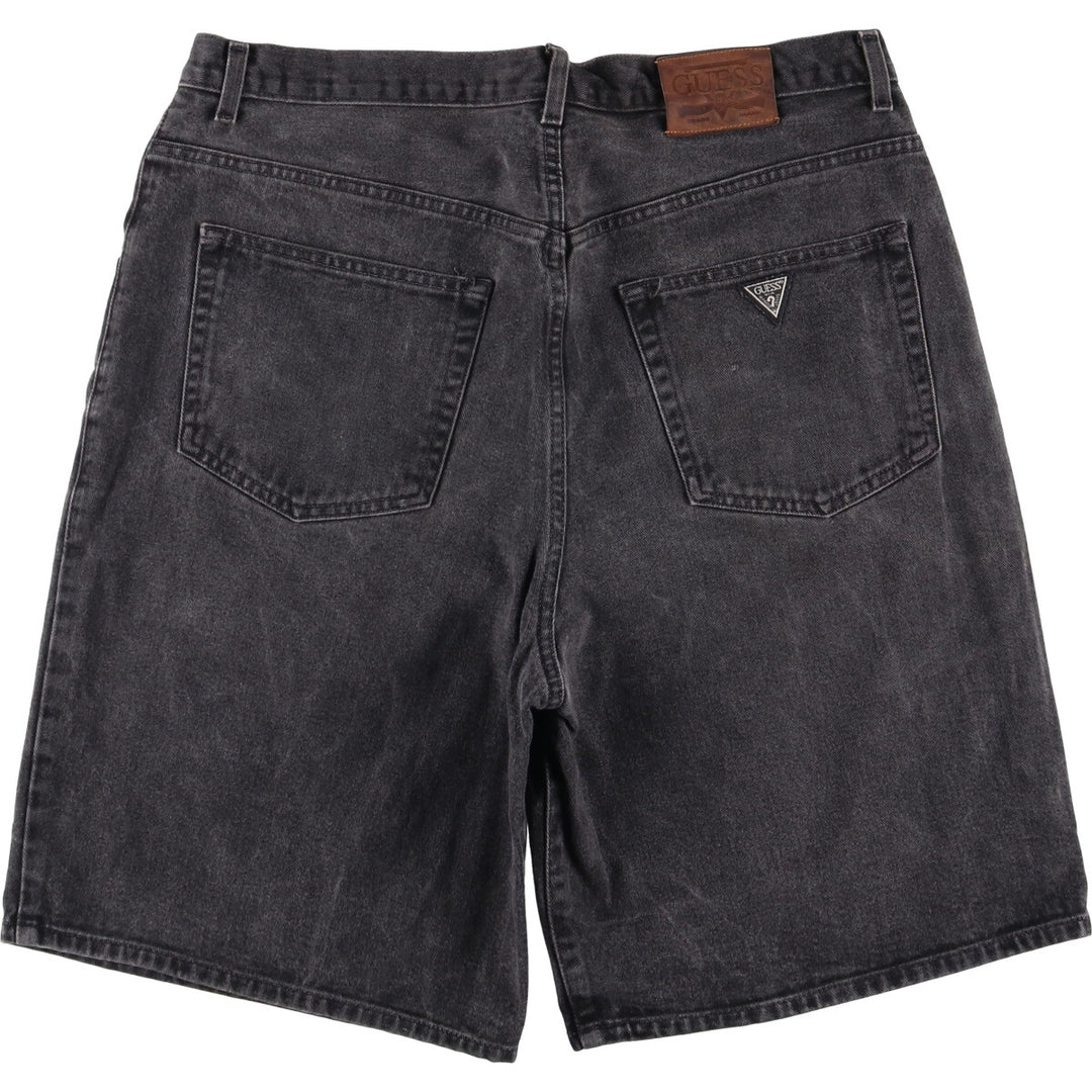 90'S Guess Jeans Black Denim Shorts, Men's, Size W37, Vintage cotton black type Vintage Second Hand