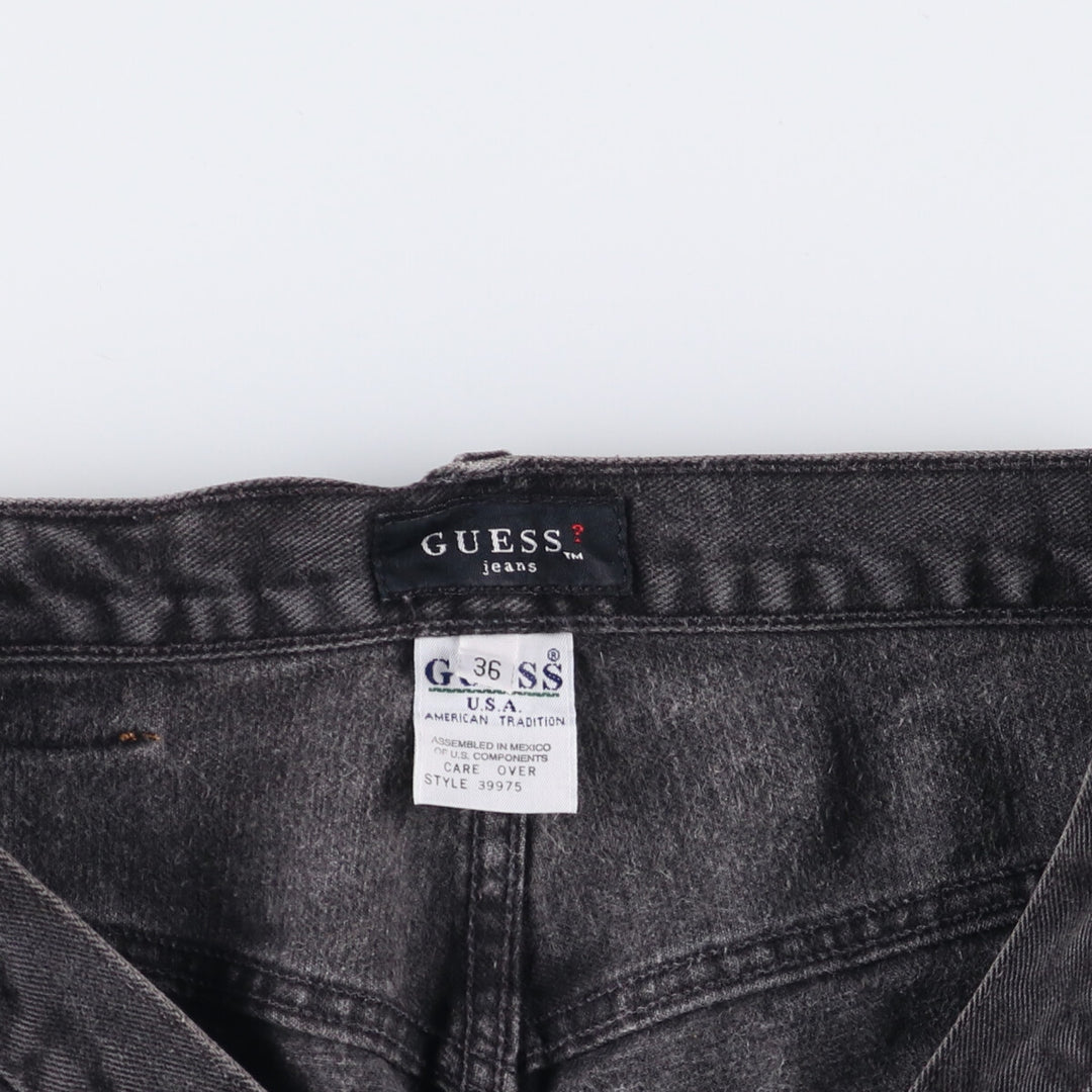 90'S Guess Jeans Black Denim Shorts, Men's, Size W37, Vintage cotton black type Vintage Second Hand