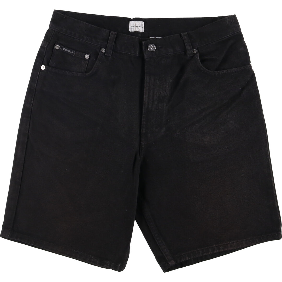 90s-00'S Calvin Klein Jeans Black Denim Shorts, Men's, Size W33, Vintage cotton black type Vintage Second Hand