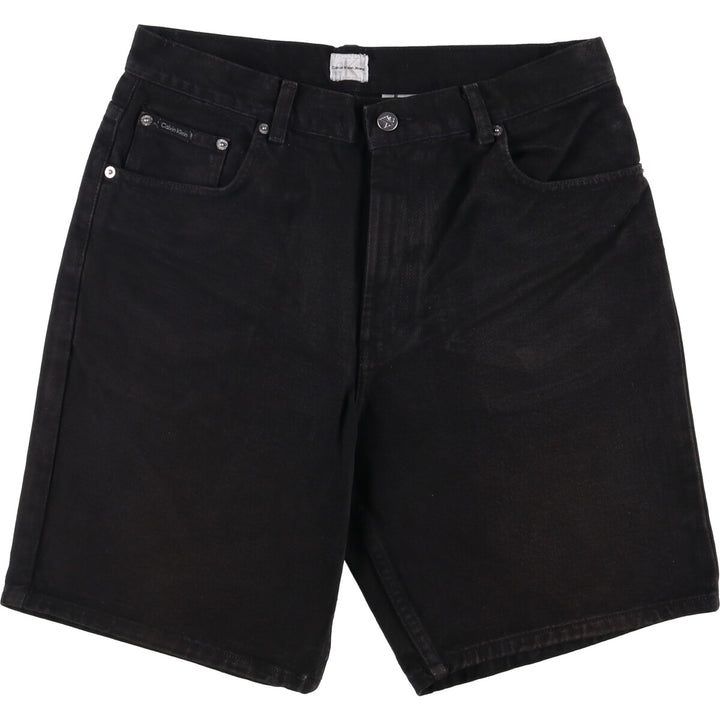 90s-00'S Calvin Klein Jeans Black Denim Shorts, Men's, Size W33, Vintage cotton black type Vintage Second Hand