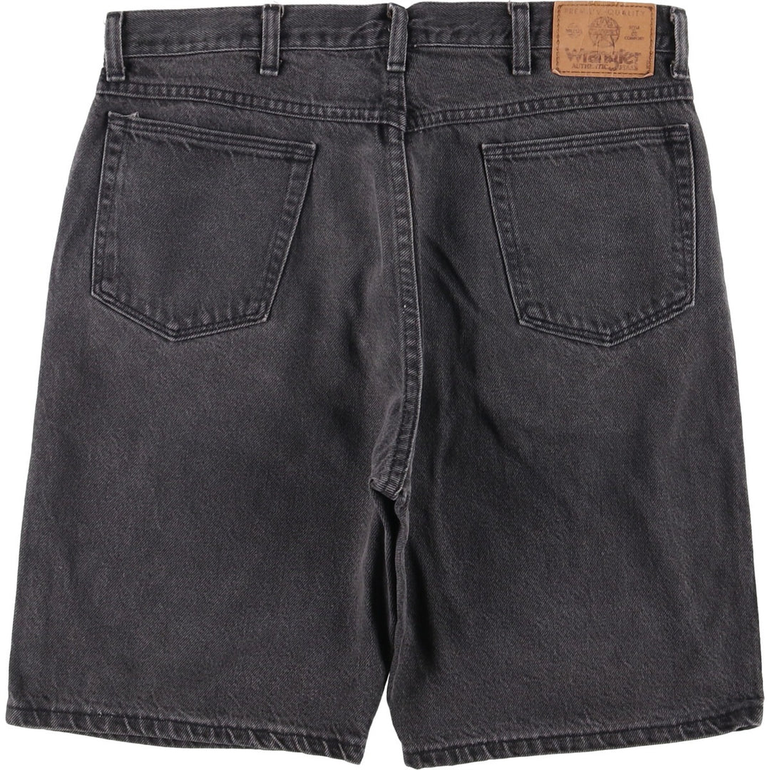 Vintage 80s-90'S Wrangler black denim shorts, made in the USA, men's size W34. cotton black type Vintage Second Hand