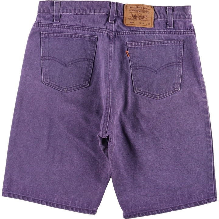 90'S Levi's 36550-7852 Orange Tab Denim Shorts, Made in USA, Men's Size 34, Vintage cotton purple type Vintage Second Hand