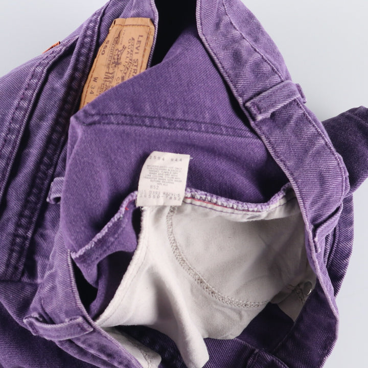 90'S Levi's 36550-7852 Orange Tab Denim Shorts, Made in USA, Men's Size 34, Vintage cotton purple type Vintage Second Hand