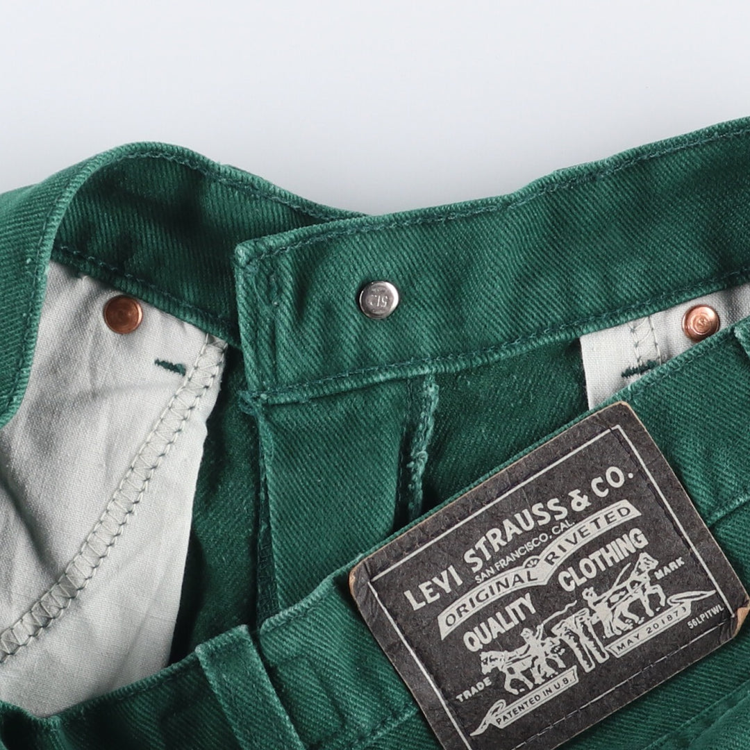 90'S Levi's 30730-0440 Cropped Denim Jorts, Made in USA, Women's Size L (W29), Vintage cotton green type Vintage Second Hand