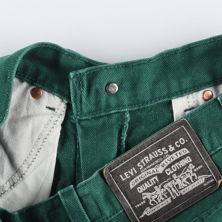 90'S Levi's 30730-0440 Cropped Denim Jorts, Made in USA, Women's Size L (W29), Vintage cotton green type Vintage Second Hand