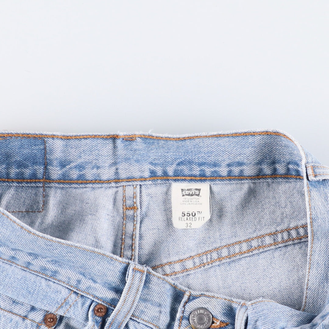 90'S Levi's 550 Relaxed Fit Denim Shorts (Jorts) Made in USA, Men's Size 32, Vintage cotton blue type Vintage Second Hand