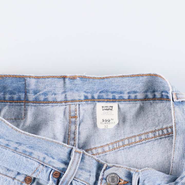 90'S Levi's 550 Relaxed Fit Denim Shorts (Jorts) Made in USA, Men's Size 32, Vintage cotton blue type Vintage Second Hand