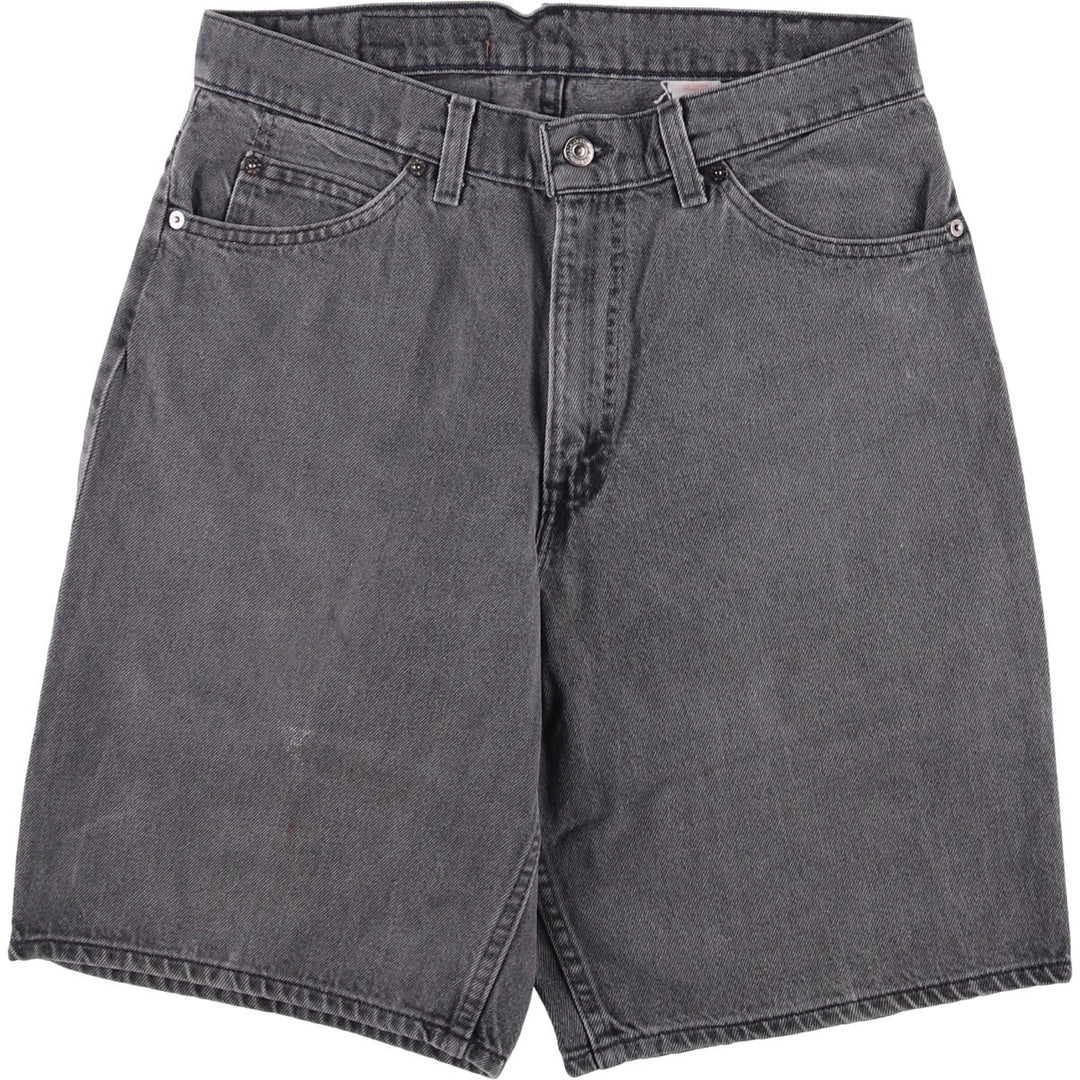 Vintage Levi's 560 Loose Fit Black Denim Shorts with Orange Tabs, Men's Size 32 unclear black type Vintage Second Hand