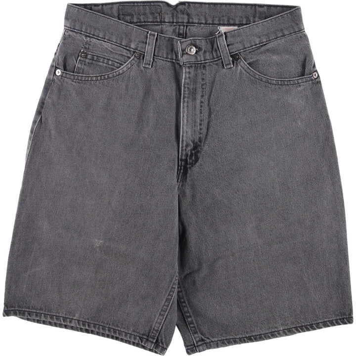 Vintage Levi's 560 Loose Fit Black Denim Shorts with Orange Tabs, Men's Size 32 unclear black type Vintage Second Hand