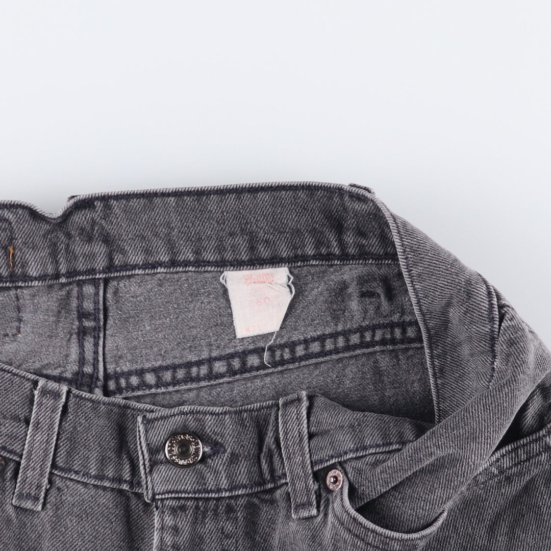 Vintage Levi's 560 Loose Fit Black Denim Shorts with Orange Tabs, Men's Size 32 unclear black type Vintage Second Hand