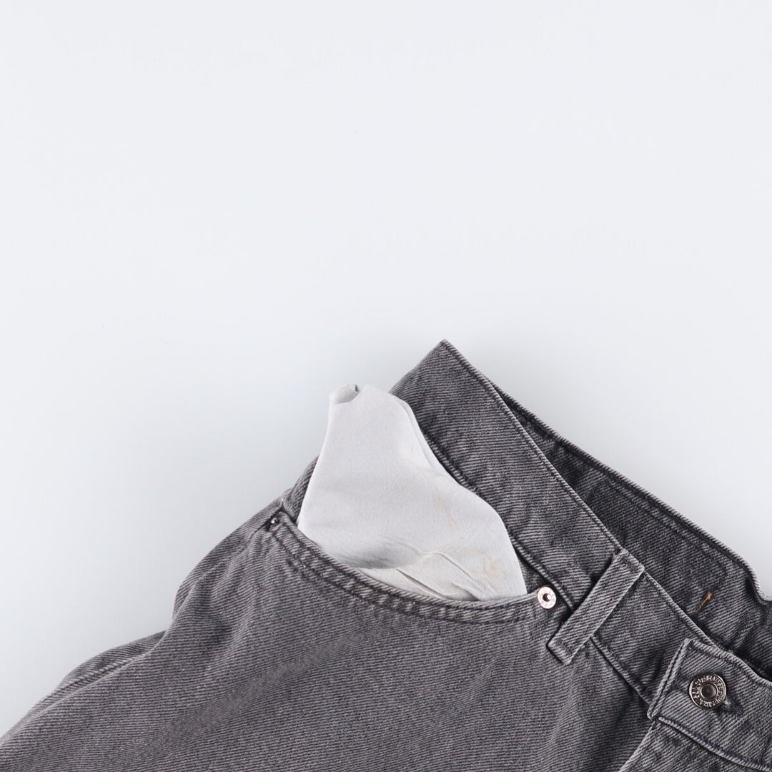 Vintage Levi's 560 Loose Fit Black Denim Shorts with Orange Tabs, Men's Size 32 unclear black type Vintage Second Hand