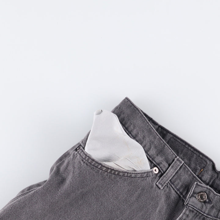 Vintage Levi's 560 Loose Fit Black Denim Shorts with Orange Tabs, Men's Size 32 unclear black type Vintage Second Hand