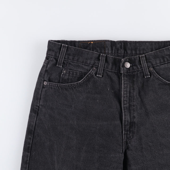 90'S Levi's 550 Relaxed Fit Orange Tab Black Denim Shorts Made in USA, Men's Size 34 (Vintage) cotton black type Vintage Second Hand
