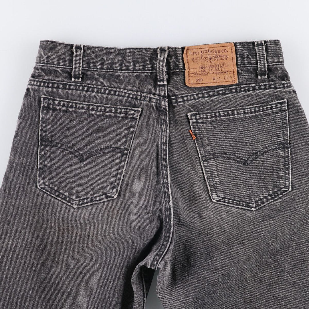 90'S Levi's 550-4159 Orange Tab Black Denim Shorts, Made in USA, Men's Size W31, Vintage cotton black type Vintage Second Hand