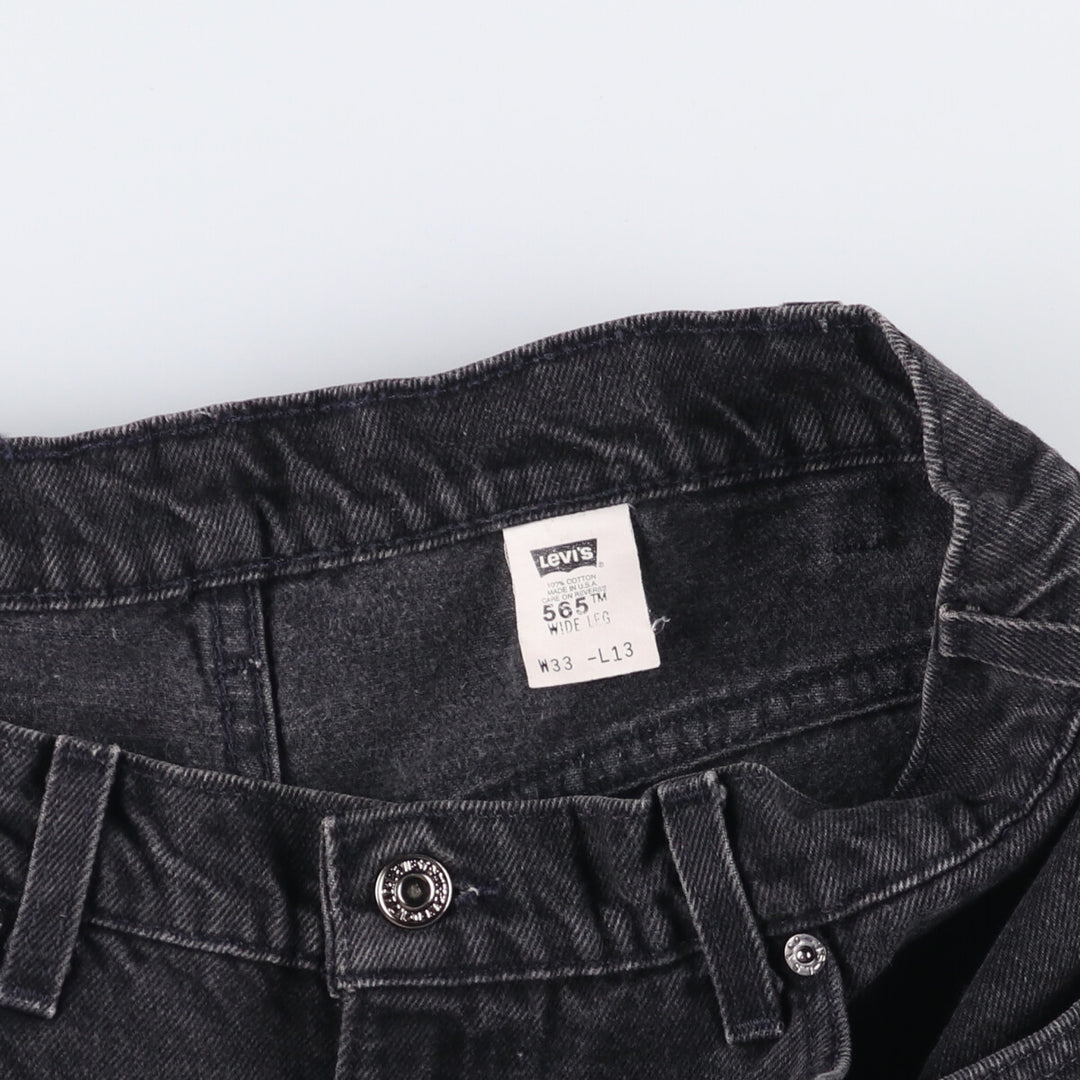 90'S Vintage Levi's 565 Wide Leg Black Denim Shorts, Made in USA, Men's Size 34 cotton black type Vintage Second Hand