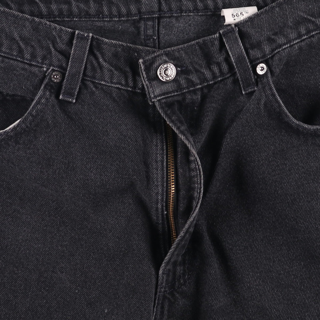 90'S Vintage Levi's 565 Wide Leg Black Denim Shorts, Made in USA, Men's Size 34 cotton black type Vintage Second Hand
