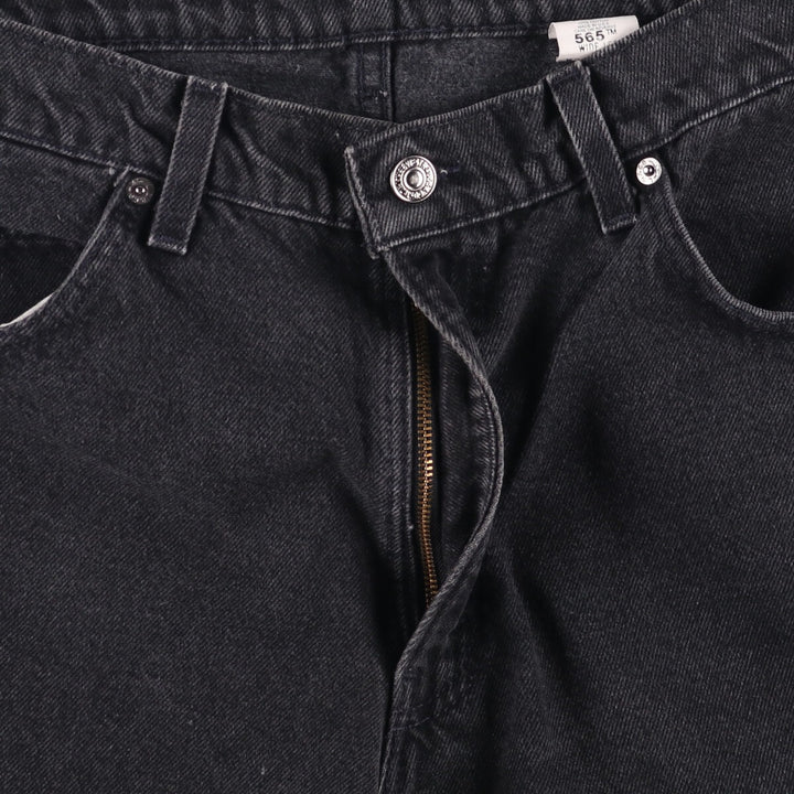 90'S Vintage Levi's 565 Wide Leg Black Denim Shorts, Made in USA, Men's Size 34 cotton black type Vintage Second Hand