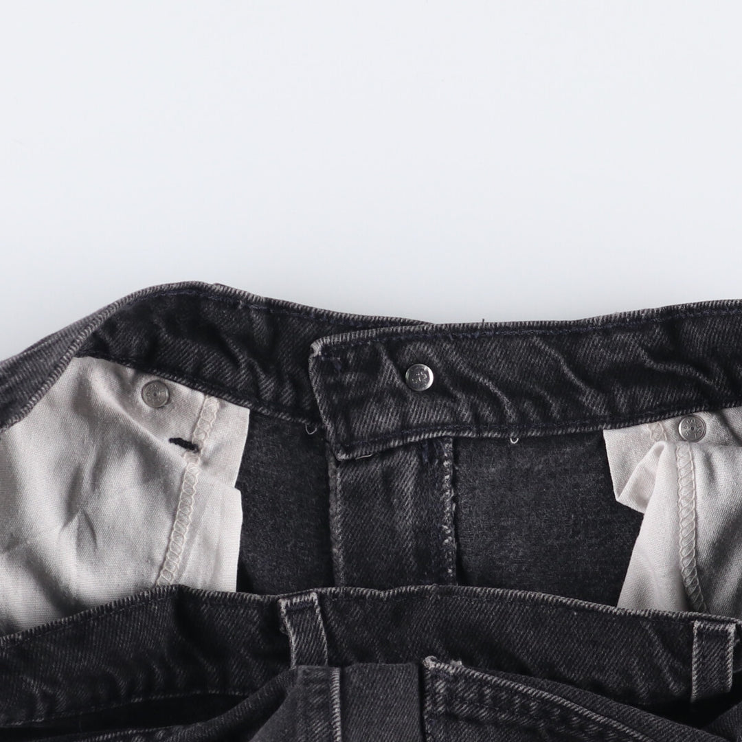 90'S Vintage Levi's 565 Wide Leg Black Denim Shorts, Made in USA, Men's Size 34 cotton black type Vintage Second Hand