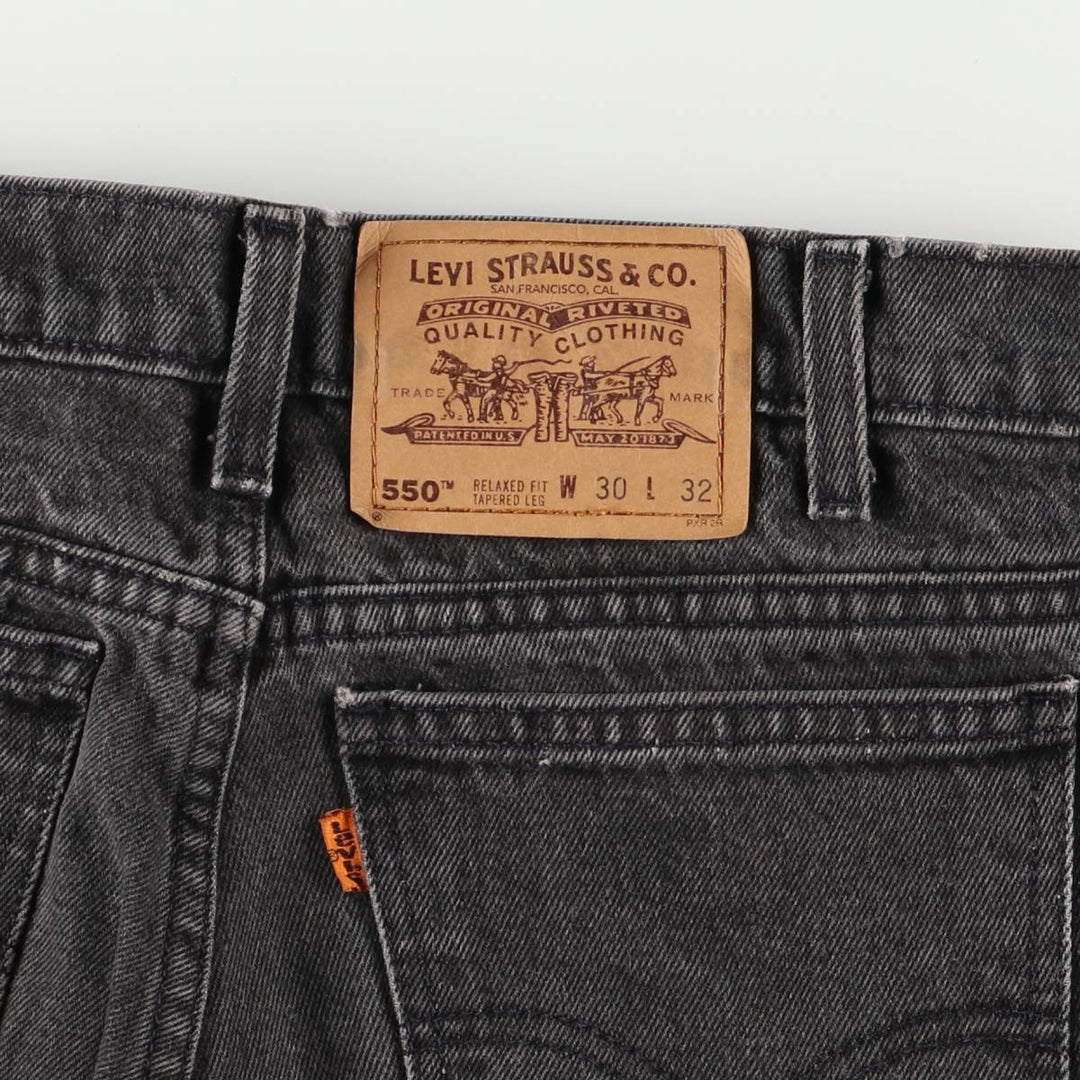 90'S Levi's 550 Relaxed Fit Tapered Leg Denim Pants with Orange Tab, Women's Size L (W30) cotton black type Vintage Second Hand