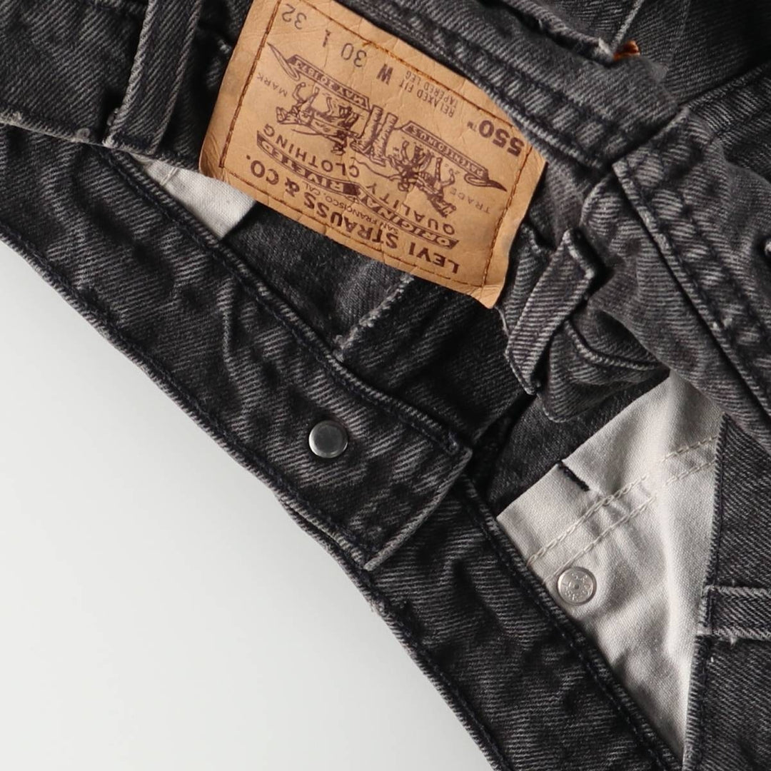90'S Levi's 550 Relaxed Fit Tapered Leg Denim Pants with Orange Tab, Women's Size L (W30) cotton black type Vintage Second Hand