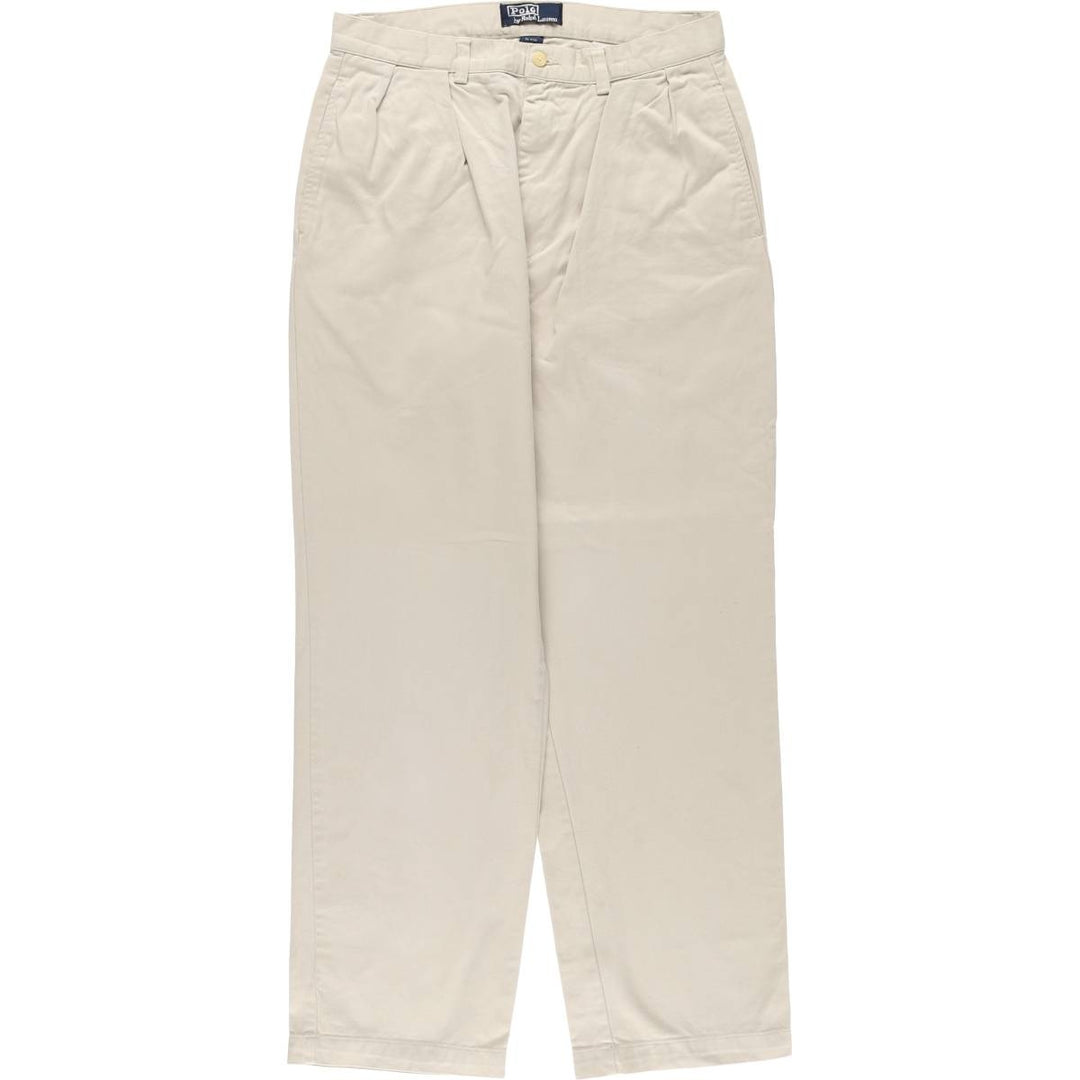Ralph Lauren POLO by Ralph Lauren Two-pleat Chino Pants, Women's XL (W32) cotton Beige type Vintage Second Hand