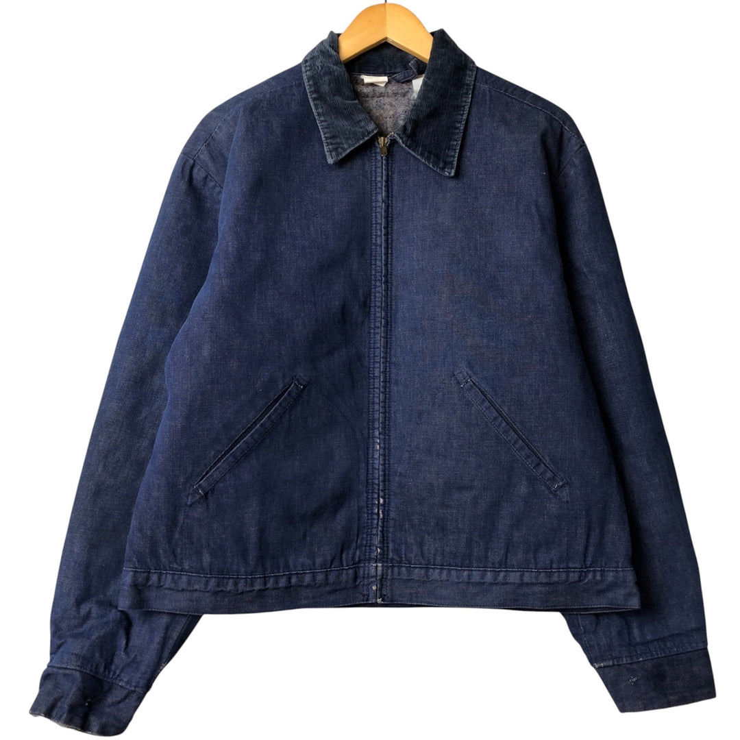 Vintage bat-dyed denim work jacket, size L, men's unclear navy blue type Vintage Second Hand