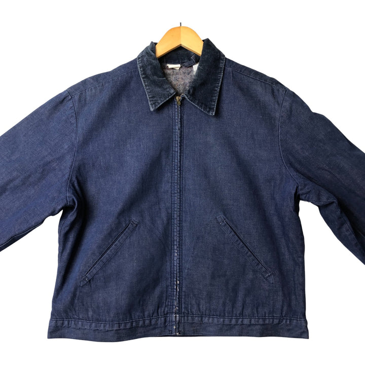 Vintage bat-dyed denim work jacket, size L, men's unclear navy blue type Vintage Second Hand