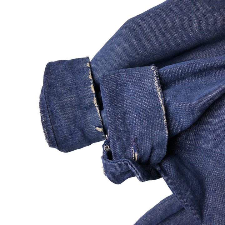 Vintage bat-dyed denim work jacket, size L, men's unclear navy blue type Vintage Second Hand