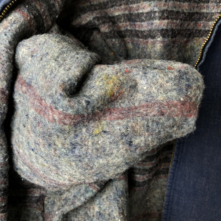 Vintage bat-dyed denim work jacket, size L, men's unclear navy blue type Vintage Second Hand