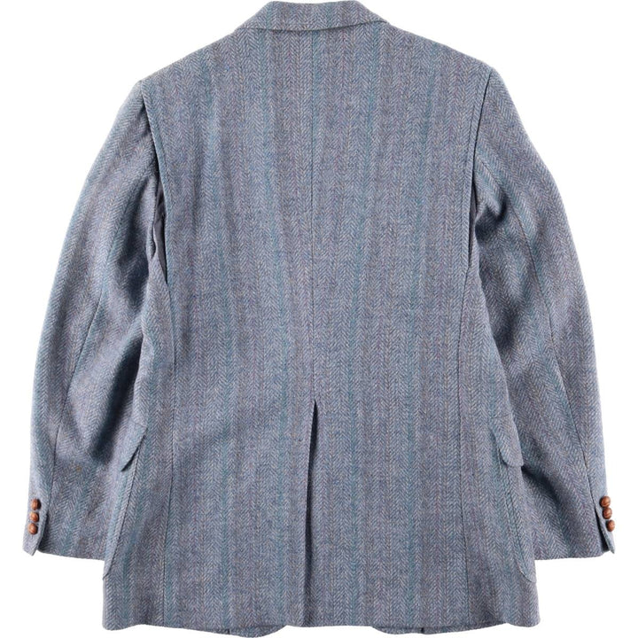 Vintage 1980'S Pendleton Striped Herringbone Wool Tailored Jacket, Made in USA, Men's Size Medium wool Blue type light blue Vintage Second Hand