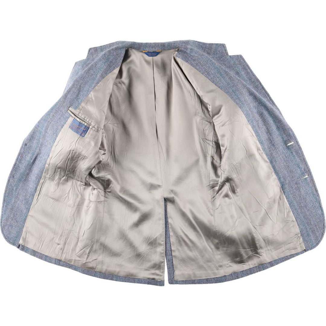 Vintage 1980'S Pendleton Striped Herringbone Wool Tailored Jacket, Made in USA, Men's Size Medium wool Blue type light blue Vintage Second Hand