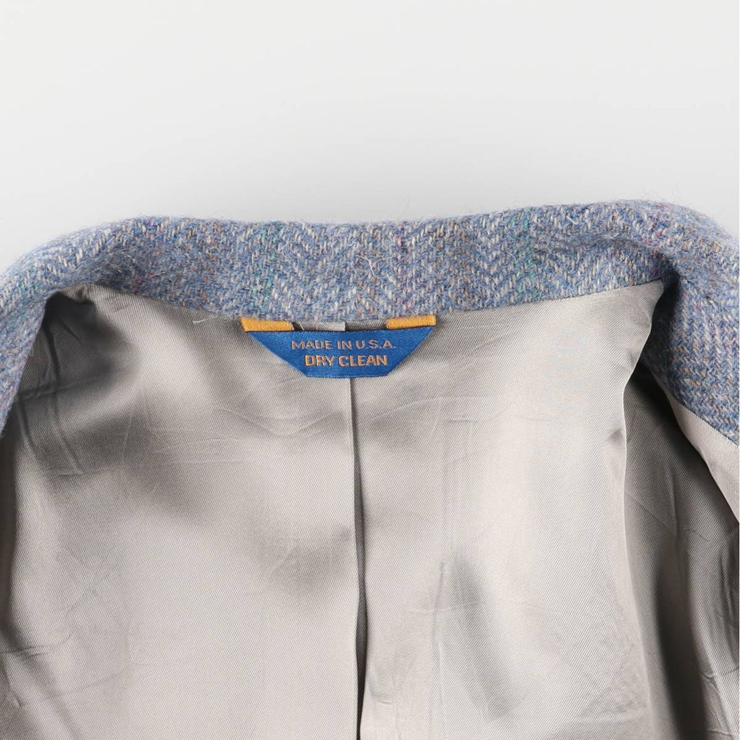 Vintage 1980'S Pendleton Striped Herringbone Wool Tailored Jacket, Made in USA, Men's Size Medium wool Blue type light blue Vintage Second Hand