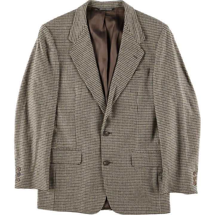 2000'S Banana Republic Houndstooth Pattern Wool Tailored Jacket, Made in USA, Men's Size M wool Beige type Vintage Second Hand