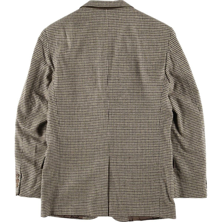 2000'S Banana Republic Houndstooth Pattern Wool Tailored Jacket, Made in USA, Men's Size M wool Beige type Vintage Second Hand