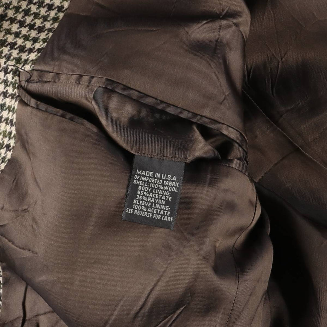 2000'S Banana Republic Houndstooth Pattern Wool Tailored Jacket, Made in USA, Men's Size M wool Beige type Vintage Second Hand